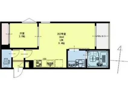 REGALEST五橋(1LDK/2階)の間取り写真
