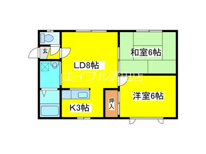 クリスタルF(2LDK/1階)の間取り写真