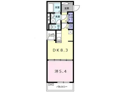 リグノ医生ヶ丘(1DK/4階)の間取り写真