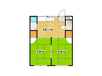 フォーブル三ノ宮(2DK/1階)の間取り写真