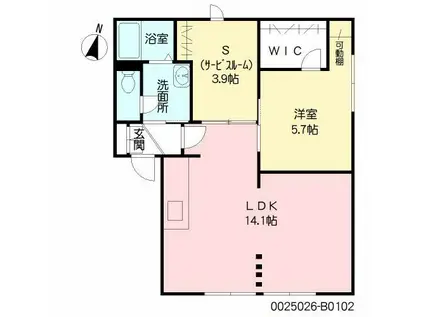 エントピア若葉 B棟(1SLDK/1階)の間取り写真