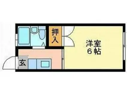 フェリカ青江(1K/1階)の間取り写真