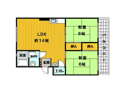 八尋ビル大豊(2LDK/4階)の間取り写真