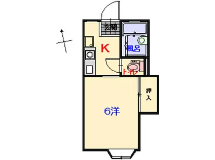 ベルメゾン・スギIII(1K/1階)の間取り写真