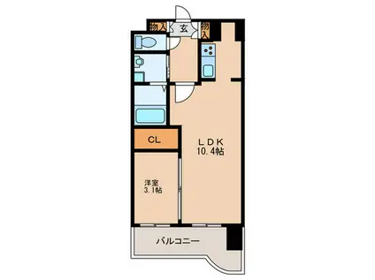 レジディア博多東(1LDK/10階)の間取り写真