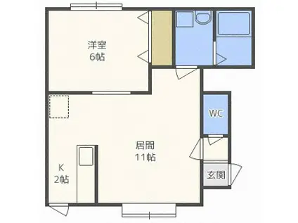 條野ハイツGII(1LDK/2階)の間取り写真