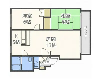 ネスト連理(2LDK/2階)の間取り写真