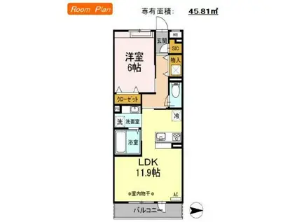 SPIRAL TOWN(1LDK/2階)の間取り写真