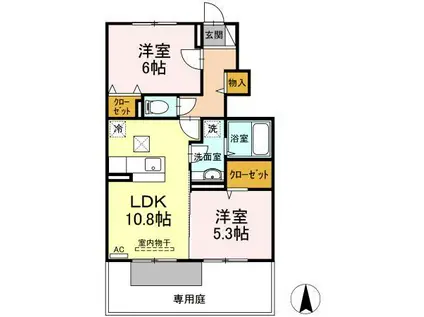 エスターテ柊II(2LDK/1階)の間取り写真