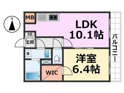 ジュリア塚口(1LDK/3階)の間取り写真