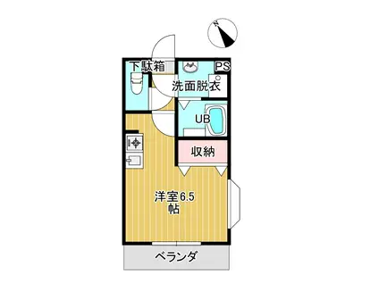 クローバーハイツ(ワンルーム/1階)の間取り写真