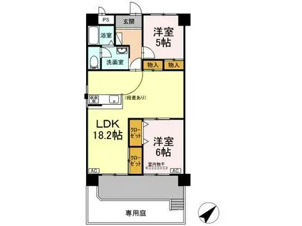 フィオーレ・アダチ(2LDK/1階)の間取り写真