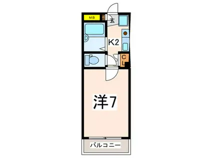 日向マンション(1K/2階)の間取り写真