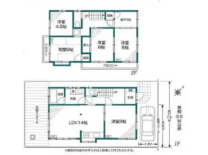 高円寺南5丁目戸建(5SLDK/2階)の間取り写真