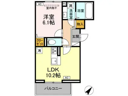 D PAINA HINO(1LDK/2階)の間取り写真