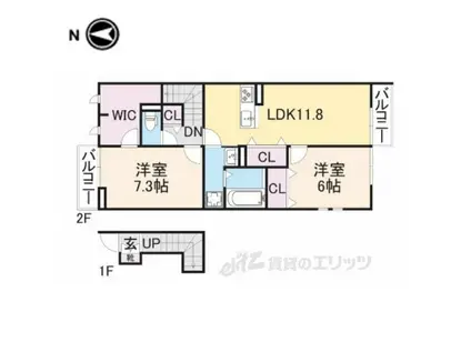 クレールルミエール(2LDK/2階)の間取り写真