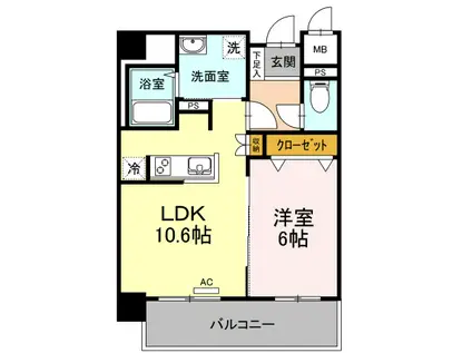 CHULA VISTA CASA DAIDO(1LDK/6階)の間取り写真