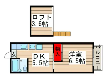 アーバンハイツ(1DK/2階)の間取り写真