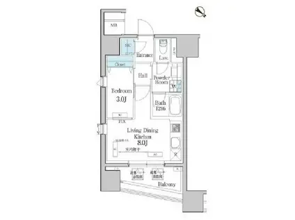 デュオフラッツ池尻大橋(1LDK/10階)の間取り写真