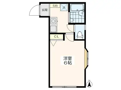 フェリーチェ常盤台4丁目壱番館(1K/2階)の間取り写真