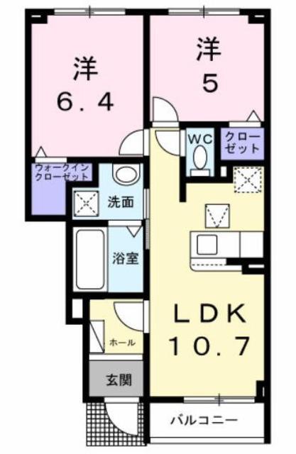 マーナ リエール(2LDK/1階)の間取り写真