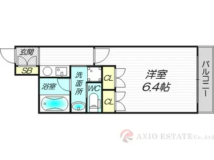 サムティ三国本町レジデンス(1K/2階)の間取り写真