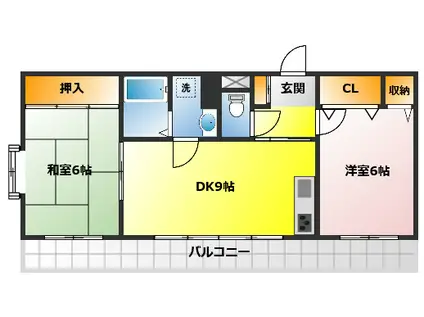 山崎第6ビル(2DK/3階)の間取り写真