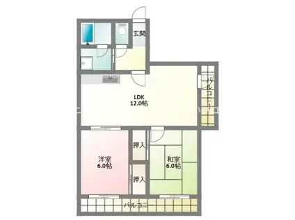 カサ・ソラール(2LDK/4階)の間取り写真