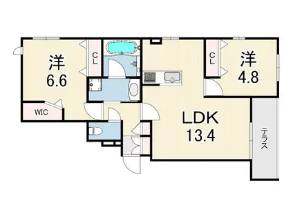 HEBEL 塚口 VERDURA(2LDK/1階)の間取り写真