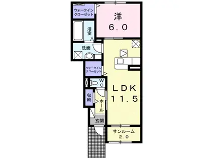 BELLE・CASA(1LDK/1階)の間取り写真