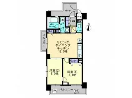 アルファステイツ中庄駅前II(2LDK/8階)の間取り写真