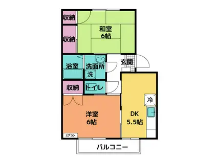 セレナ婦中(2DK/1階)の間取り写真