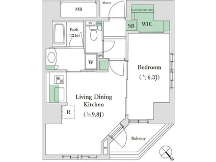 中銀東京日本橋マンシオン(1LDK/12階)の間取り写真