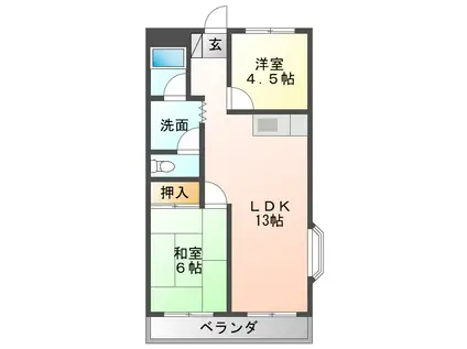 グランドハイム21(2LDK/1階)の間取り写真