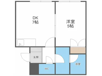 ハイエスト中の島(1DK/1階)の間取り写真