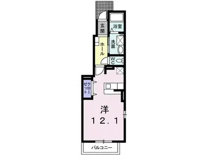 プリムローズ(ワンルーム/1階)の間取り写真