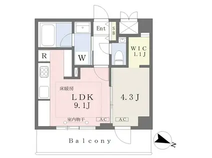 グリーンヒルズ南大塚(1LDK/4階)の間取り写真