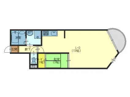 グランディール清水谷(1LDK/3階)の間取り写真