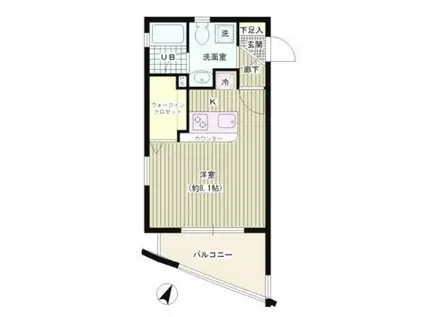 リジノワール千歳烏山(1K/3階)の間取り写真