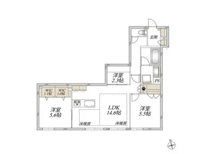 代々木5丁目メゾン(2SLDK/1階)の間取り写真