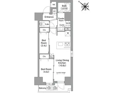 コンフォリア・リヴ茅場町(2LDK/5階)の間取り写真