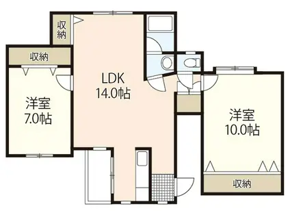 コーポ野村(2LDK/2階)の間取り写真