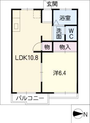 タウニー十宮(1LDK/1階)の間取り写真