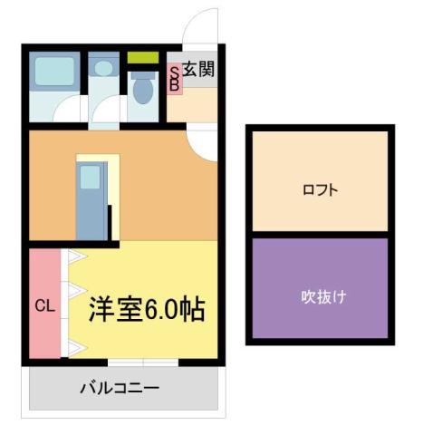 ドムール甲子園(1SDK/5階)の間取り写真