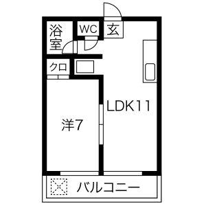コーポ小池(1LDK/5階)の間取り写真