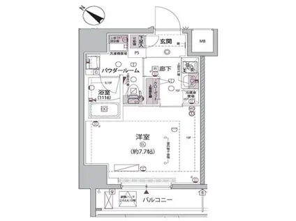 アルコバレーノ堀切菖蒲園(1K/9階)の間取り写真