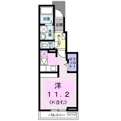 フェリーチェ 虹(ワンルーム/1階)の間取り写真