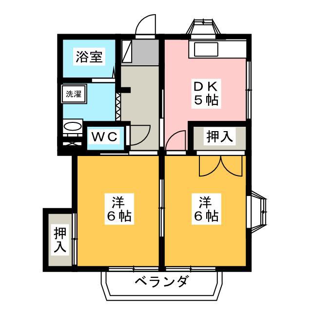メゾンK V(2DK/2階)の間取り写真