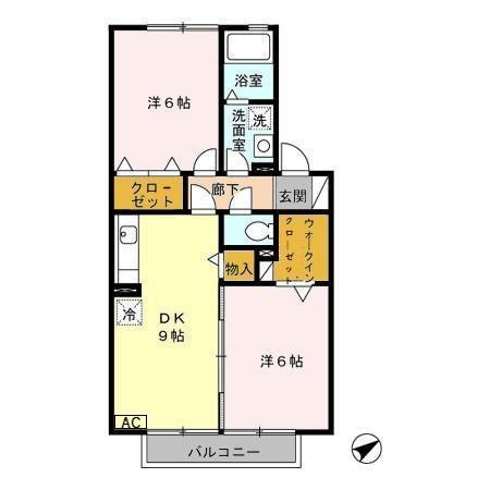 リリーフパレス(2DK/2階)の間取り写真