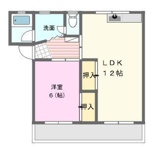 シティコーポK(1LDK/2階)の間取り写真